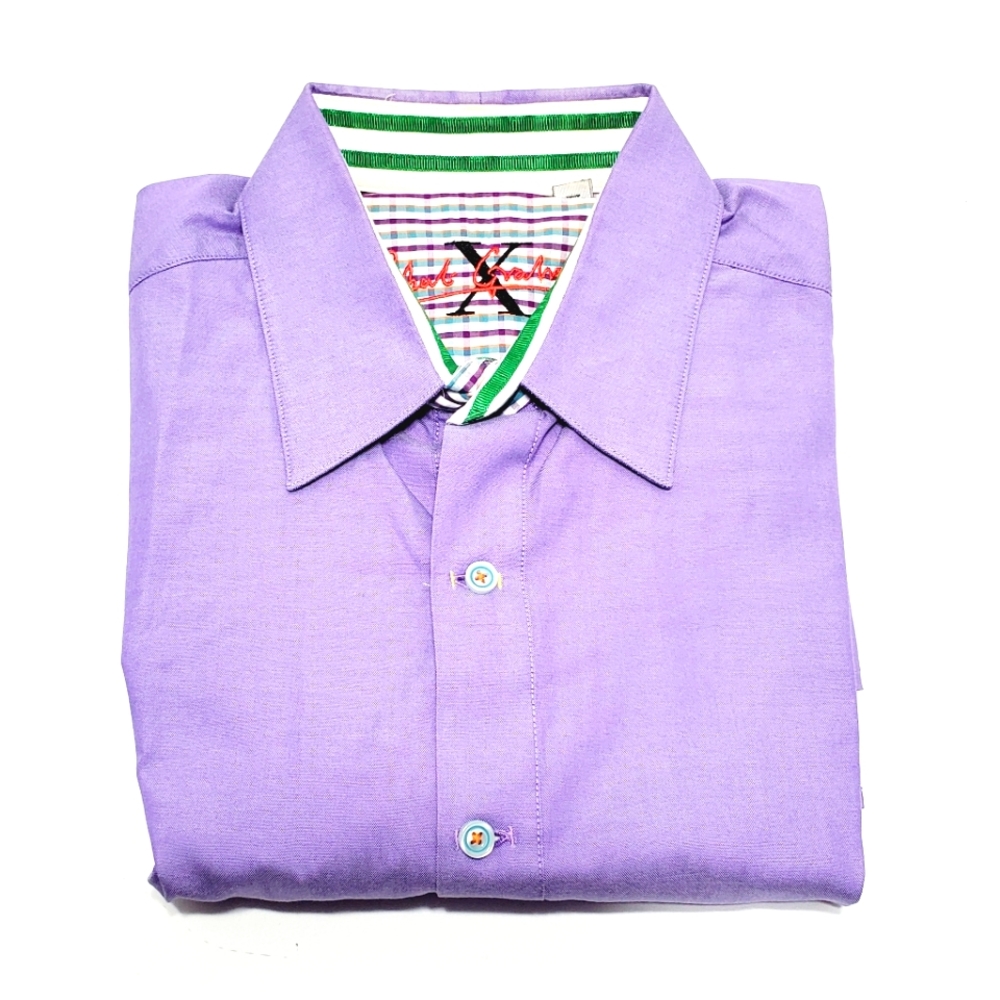 Robert Graham Solid Purple Pattern Men's Dress Sh… - image 1